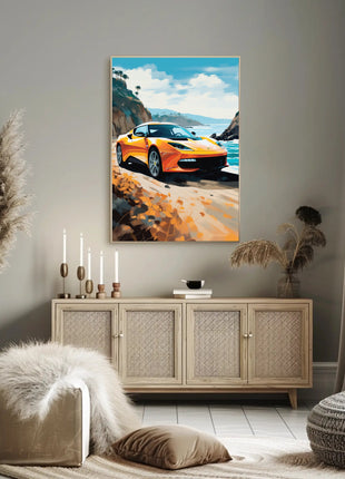 Modern Sports Car Adventure Coastal Road Travel Poster