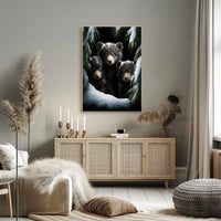 Bear Cubs in Snowy Forest Photorealistic Poster