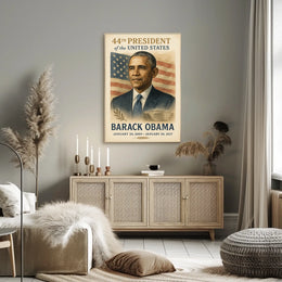 Barack Obama American Flag Illustrative Style Presidency Poster