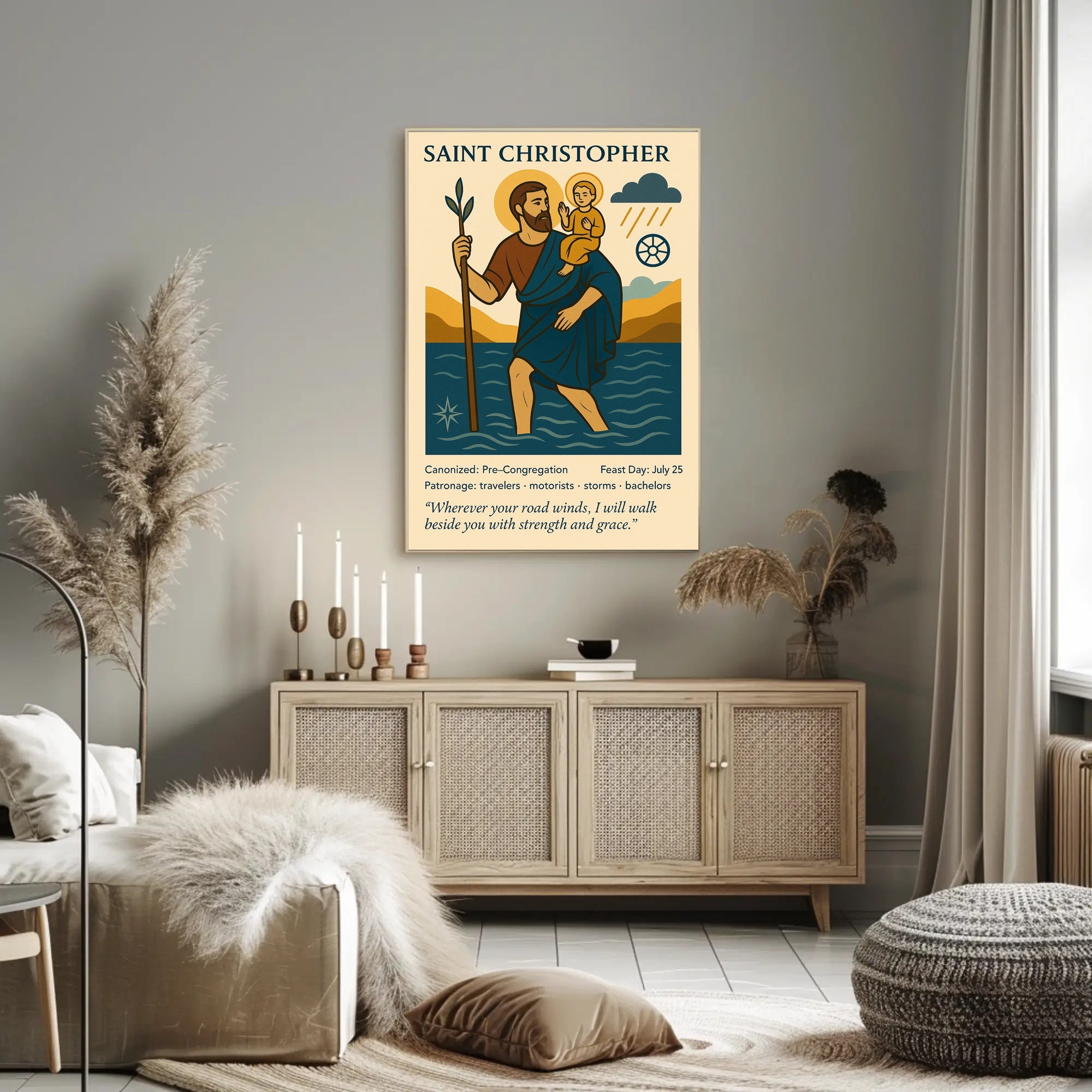 Saint Christopher Vintage Iconography in Mythology Poster