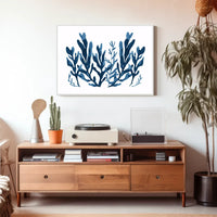 Abstract Blue Seaweed Minimalist Art Poster
