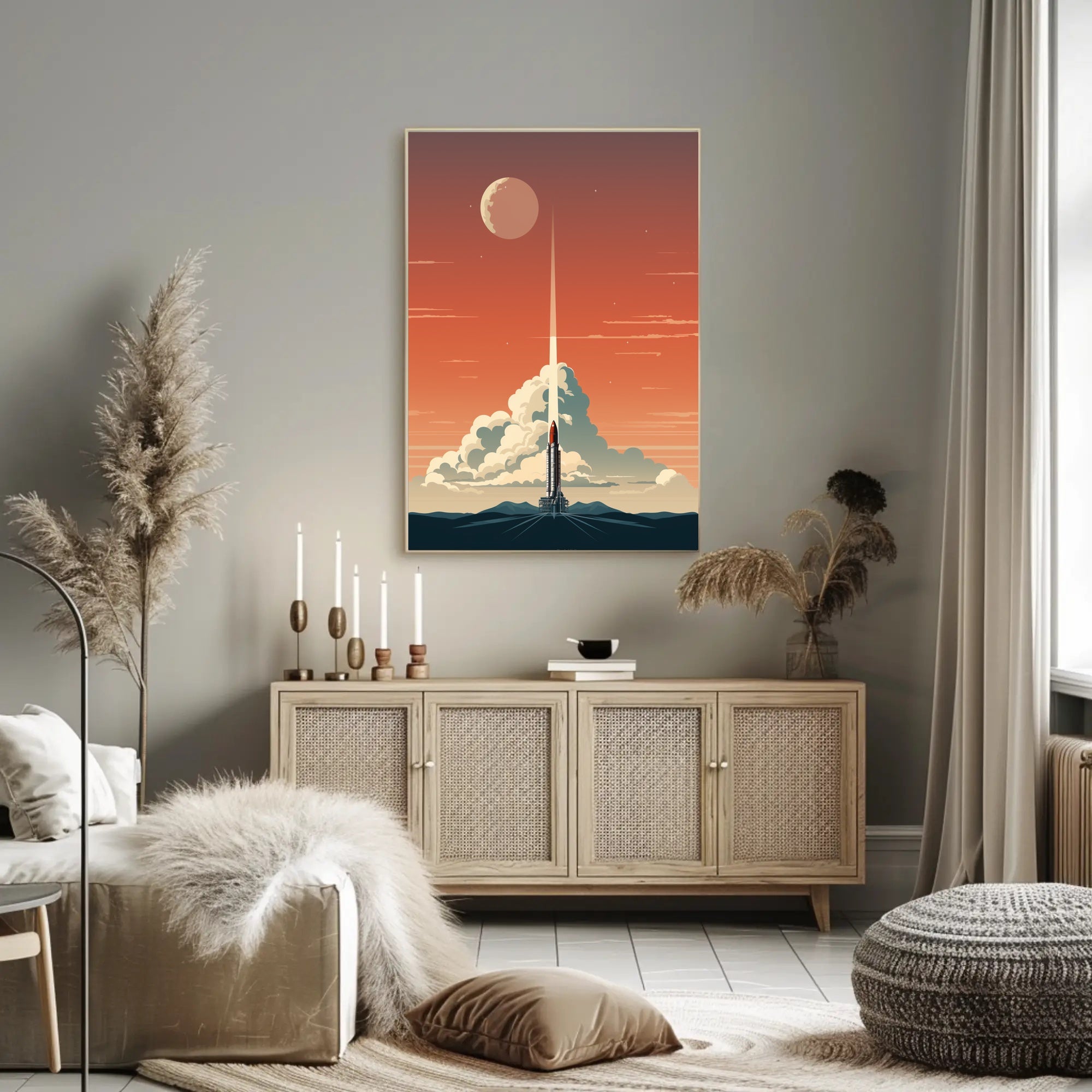 Rocket Launch At Dusk Poster