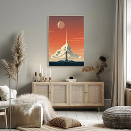Rocket Launch At Dusk Poster