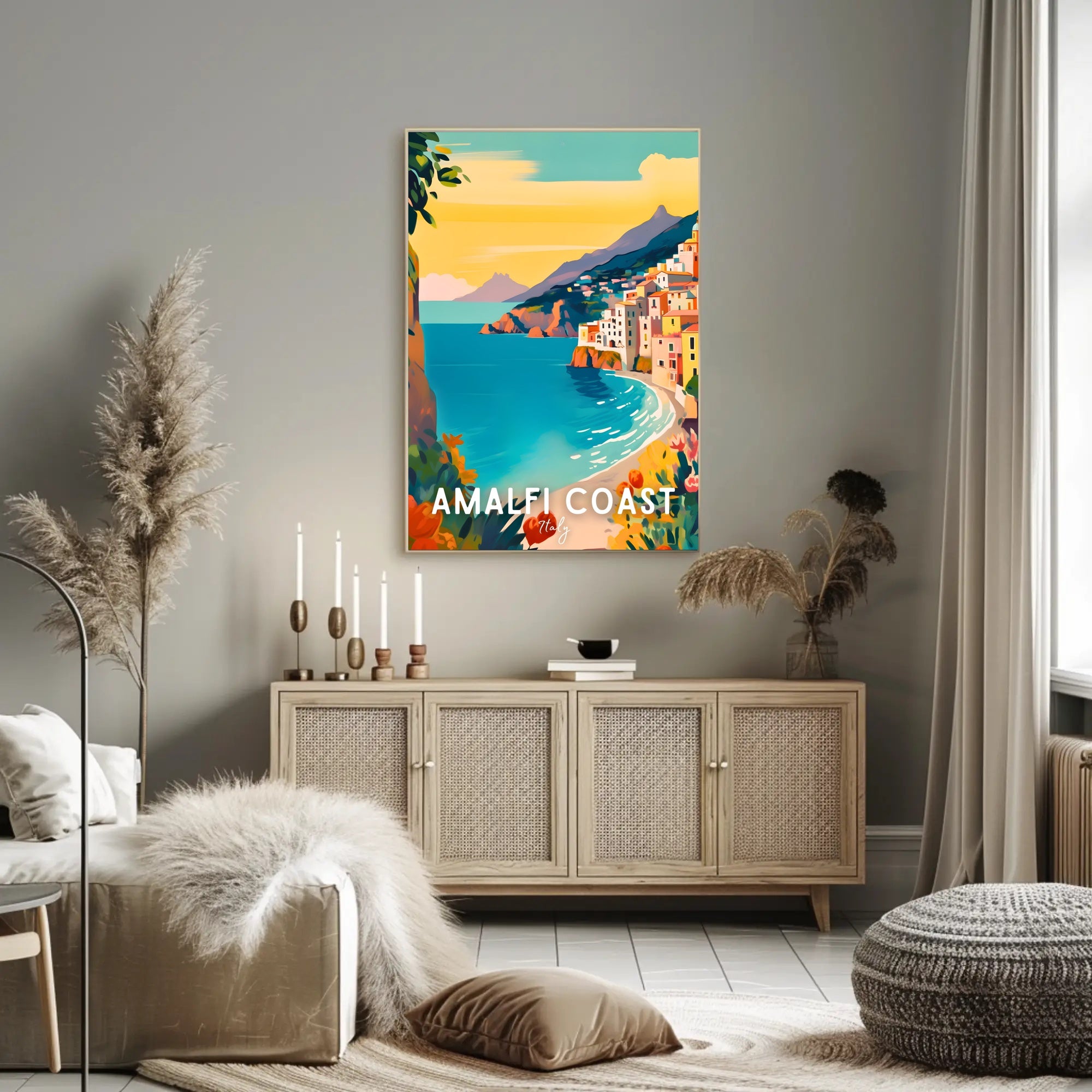 Amalfi Coast Scenic Travel Modern Illustration Poster