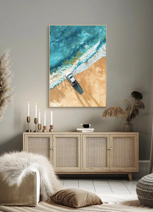 Adventure Awaits: Modern Beach Scene Travel Poster