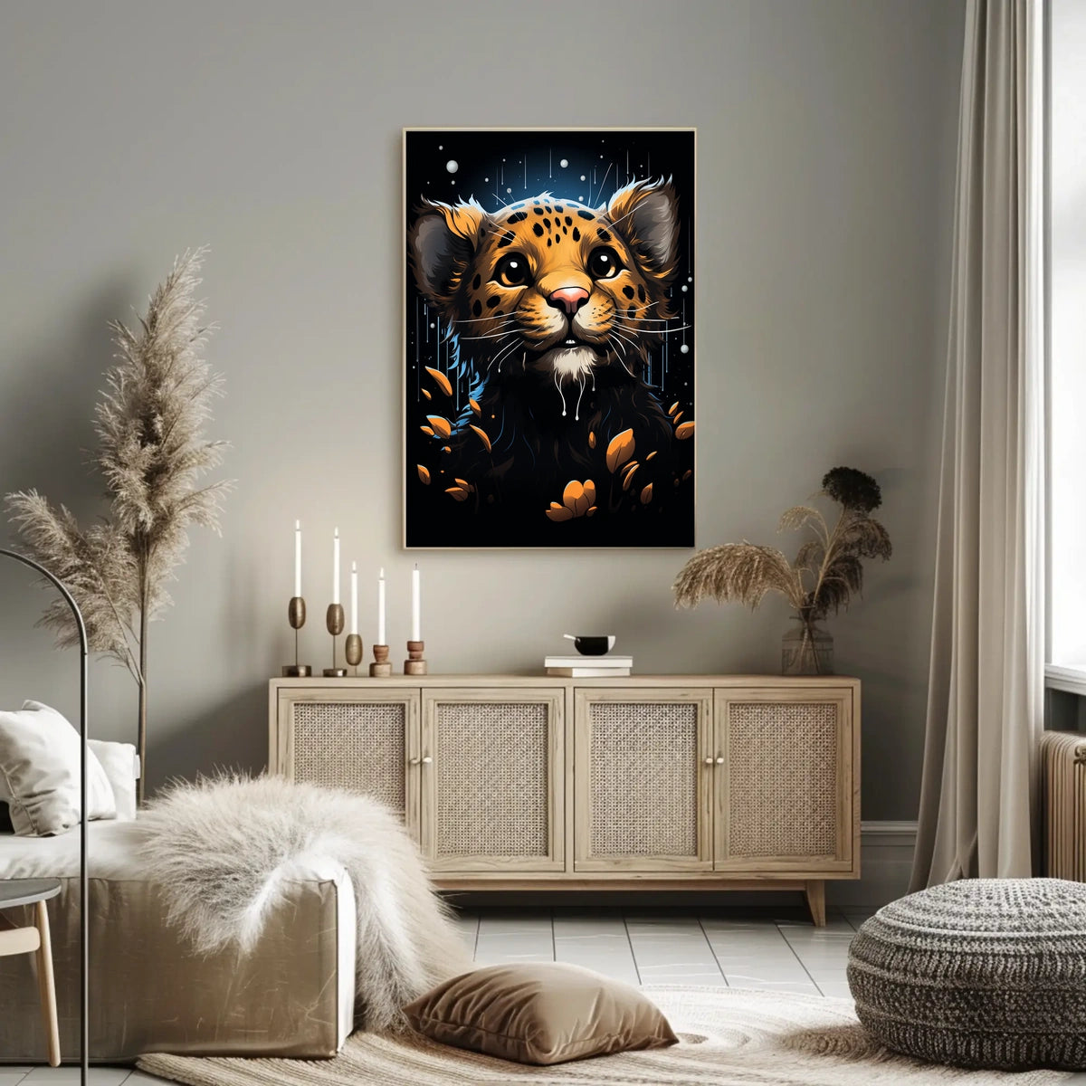 Leopard Fantasy Art Poster: Whimsical Wildlife Magic