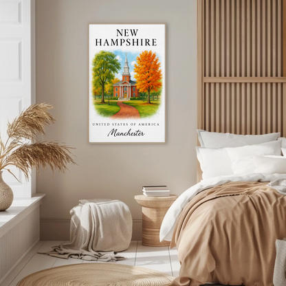 New Hampshire, Manchester Signature Series Vintage Travel Poster