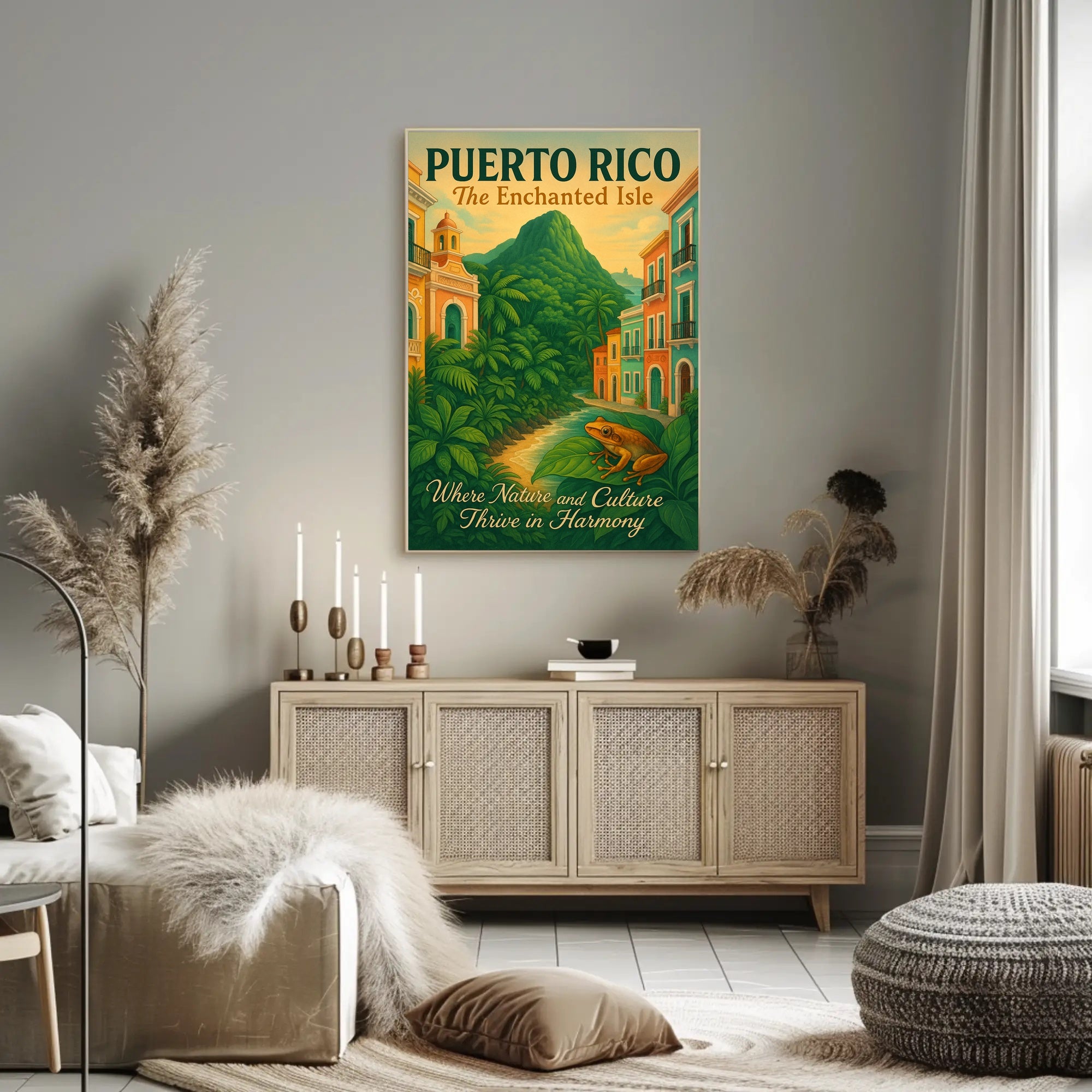 Puerto Rico Vintage Travel Poster: The Enchanted Isle