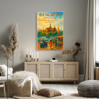 Bangkok Temple Adventure: Vibrant Travel Art Poster