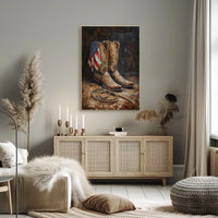 Vintage Worn Pair Of Cowboy Boots Still Life Poster