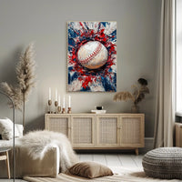 Baseball Themed Abstract Art For Sports Decor Poster