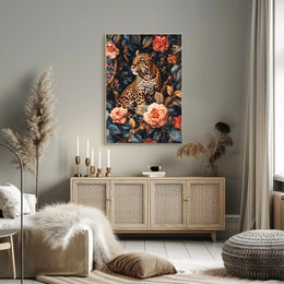 Majestic Leopard Floral Wall Art Print