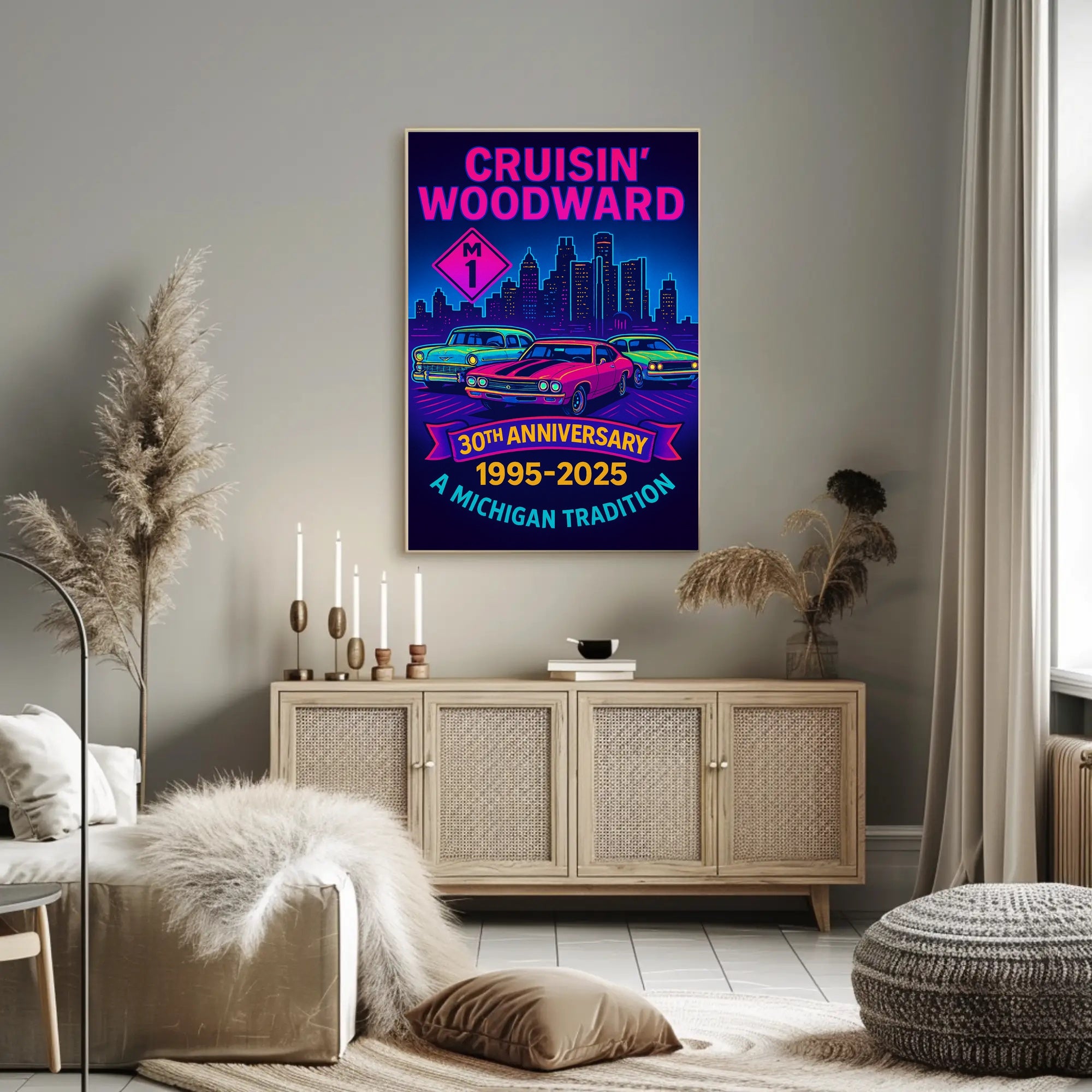 30th Anniversary Cruisin  Woodward Neon Pop Culture Poster