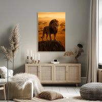 Majestic Lion in Golden Savannah Animal Poster