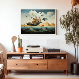 Fantastical Airborne Ship Fantasy Poster