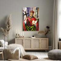 Saintly Figure with Cross Poster