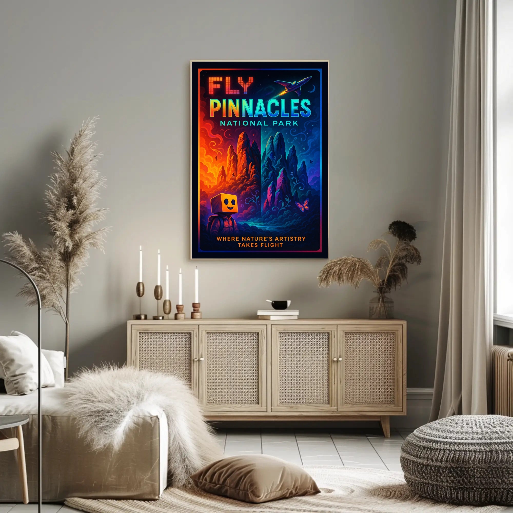 Fly Pinnacles National Park Poster Vintage Travel