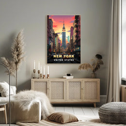 Empire State Building Sunset Poster Modern Wall Art