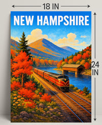 New Hampshire Autumn Train Journey Poster PosterGoat