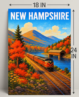 New Hampshire Autumn Train Journey Poster PosterGoat