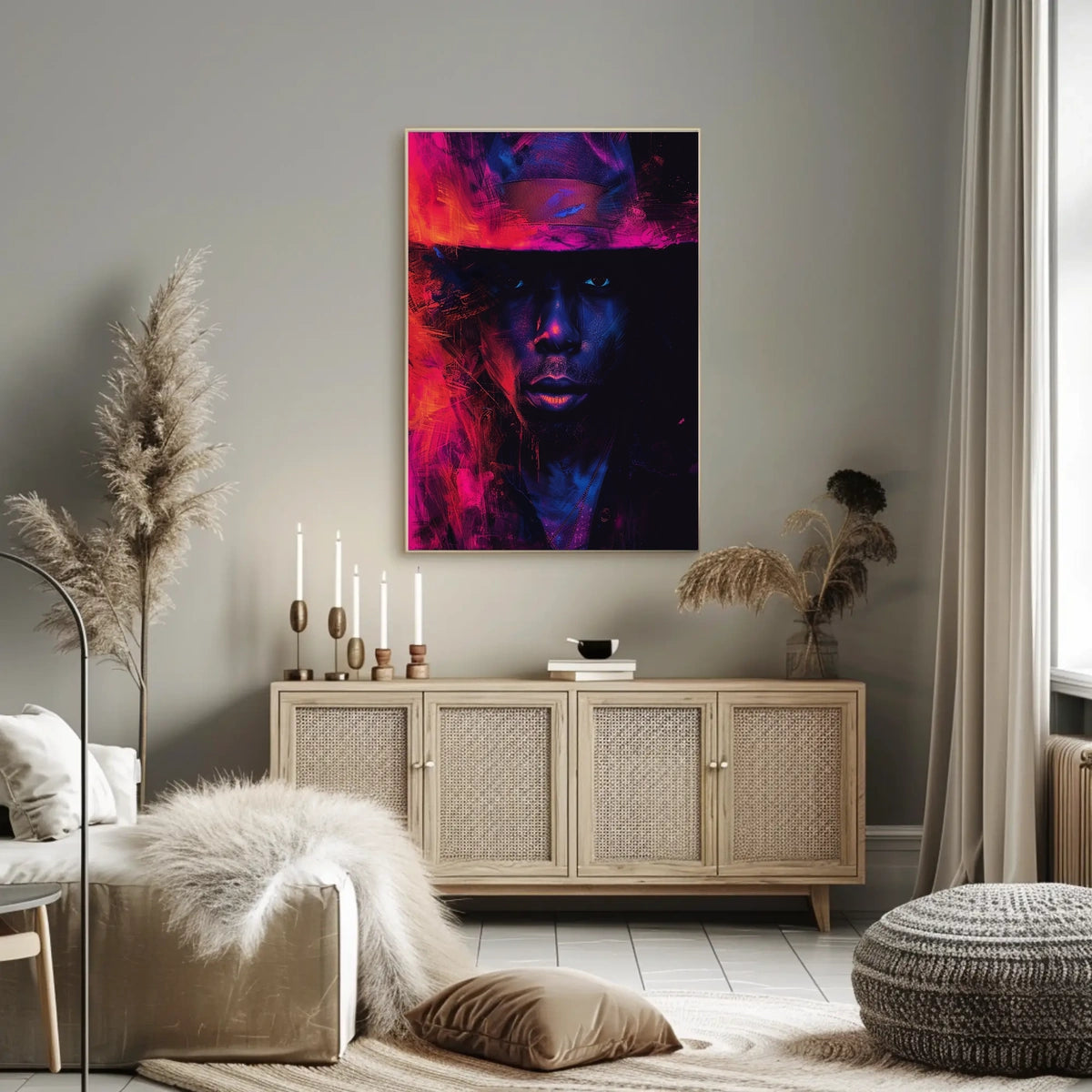 Dramatic Abstract Portrait Poster in Vibrant Colors