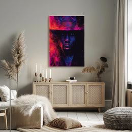 Dramatic Abstract Portrait Poster in Vibrant Colors