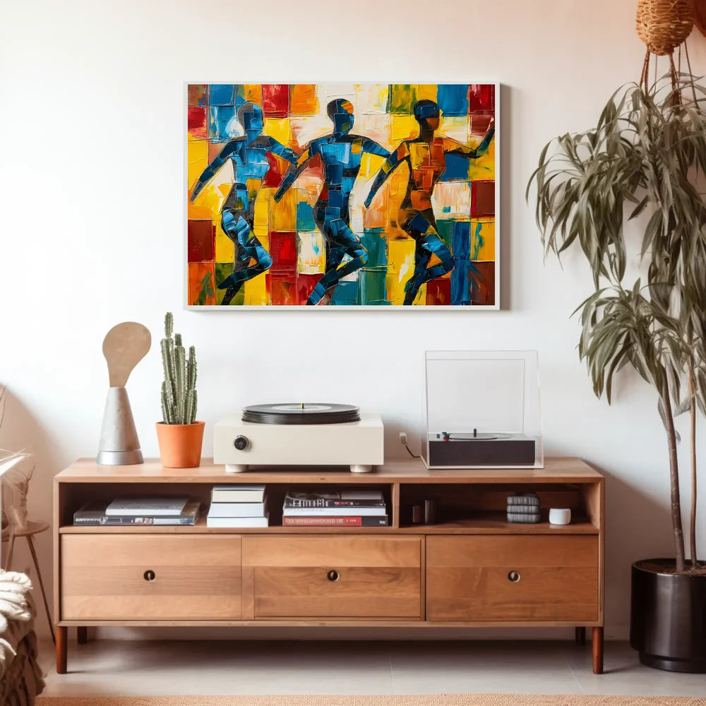 Energetic Abstract Dance Figures Vibrant Art Poster
