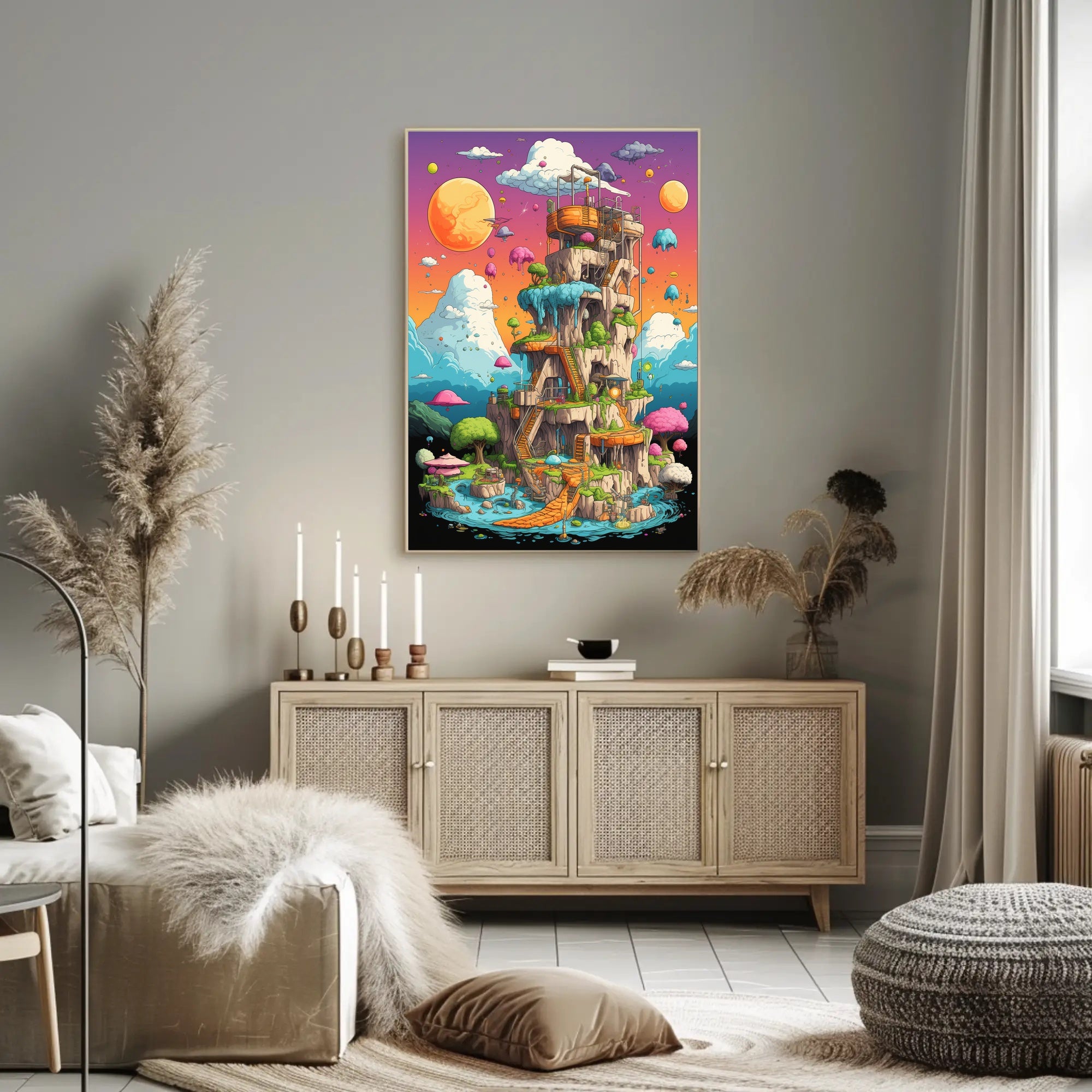 Whimsical Tower in Dreamland Futuristic Sci-Fi Poster