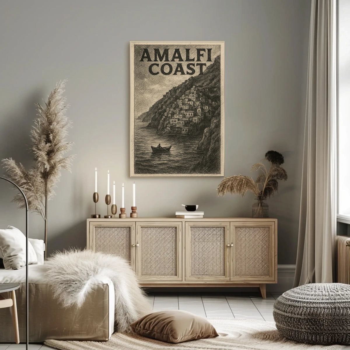 Amalfi Coast Poster Wall Art 18x24 Coastal Decor Gift