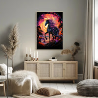 Majestic Fantasy Horse Surreal Sunset Art Poster