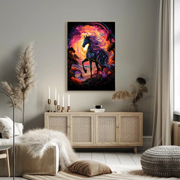 Majestic Fantasy Horse Surreal Sunset Art Poster