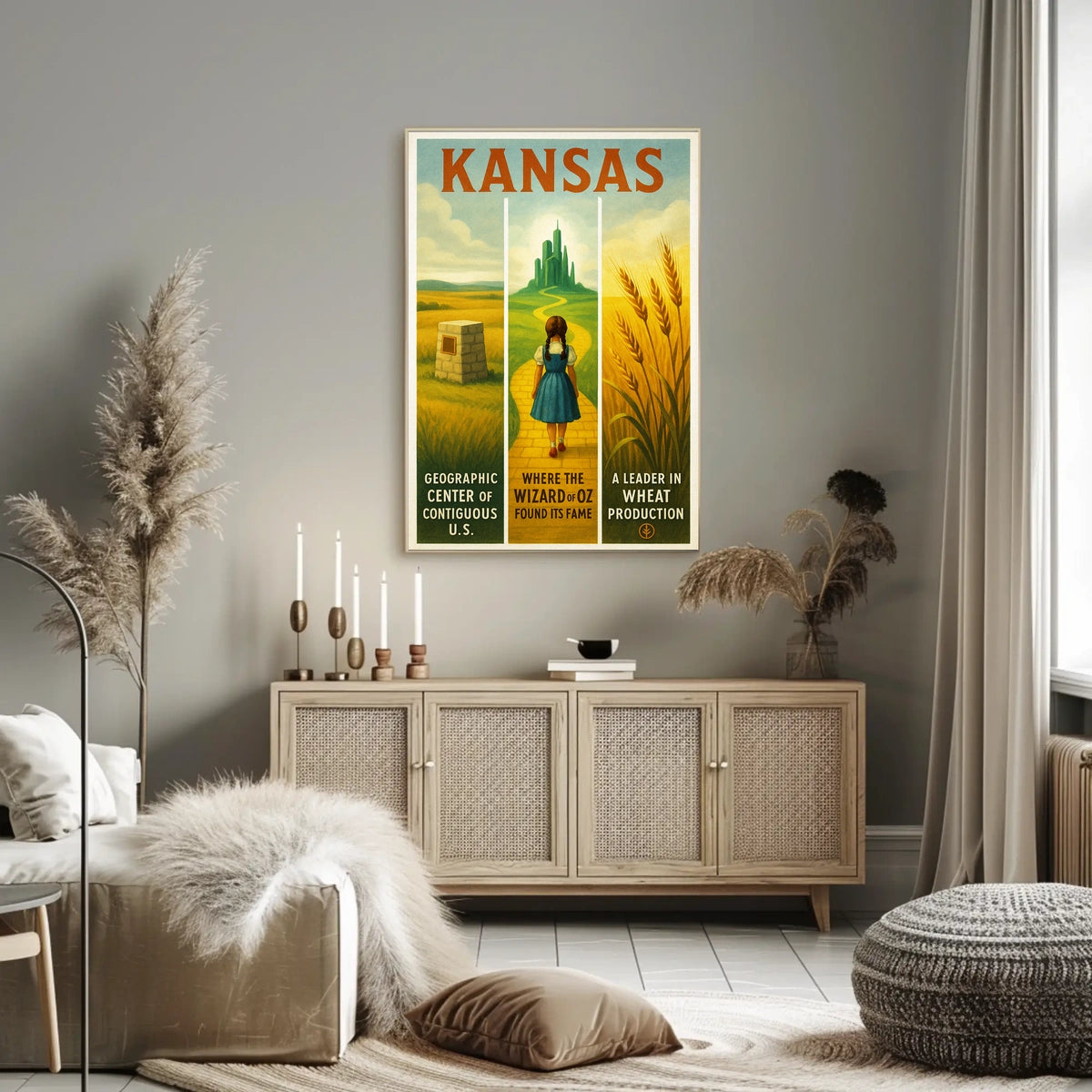 Kansas - Land of Oz and Wheat Poster
