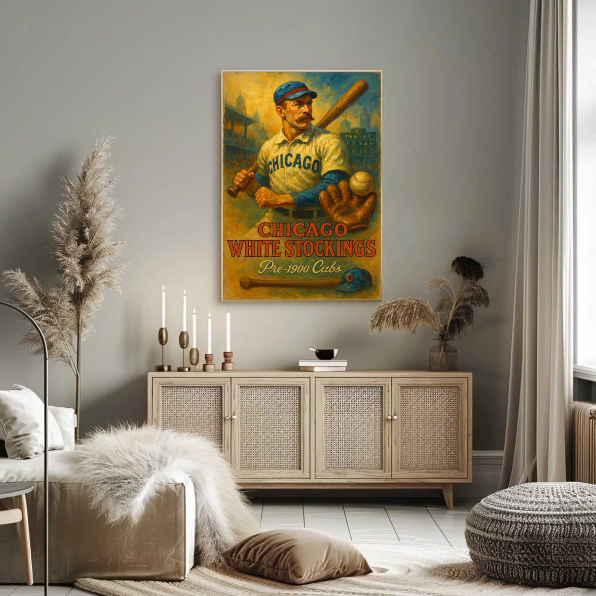 Chicago White Stockings Vintage Baseball Poster Cubs Fans