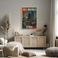 Des Moines, Iowa Cityscape Poster