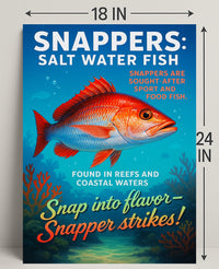 Snapper Strikes Salt Water Fish Poster PosterGoat