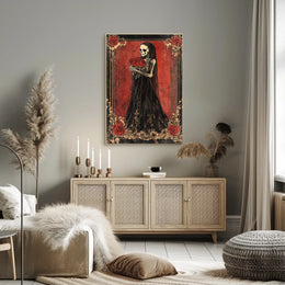 Skeletal Figure Red Roses Cultural or Heritage Poster