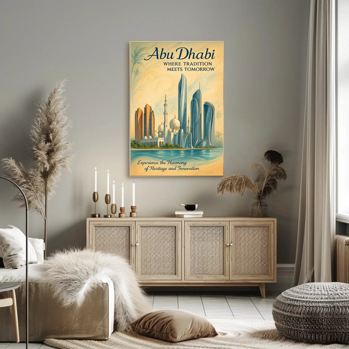 Abu Dhabi Tradition Meets Future Cityscape Poster