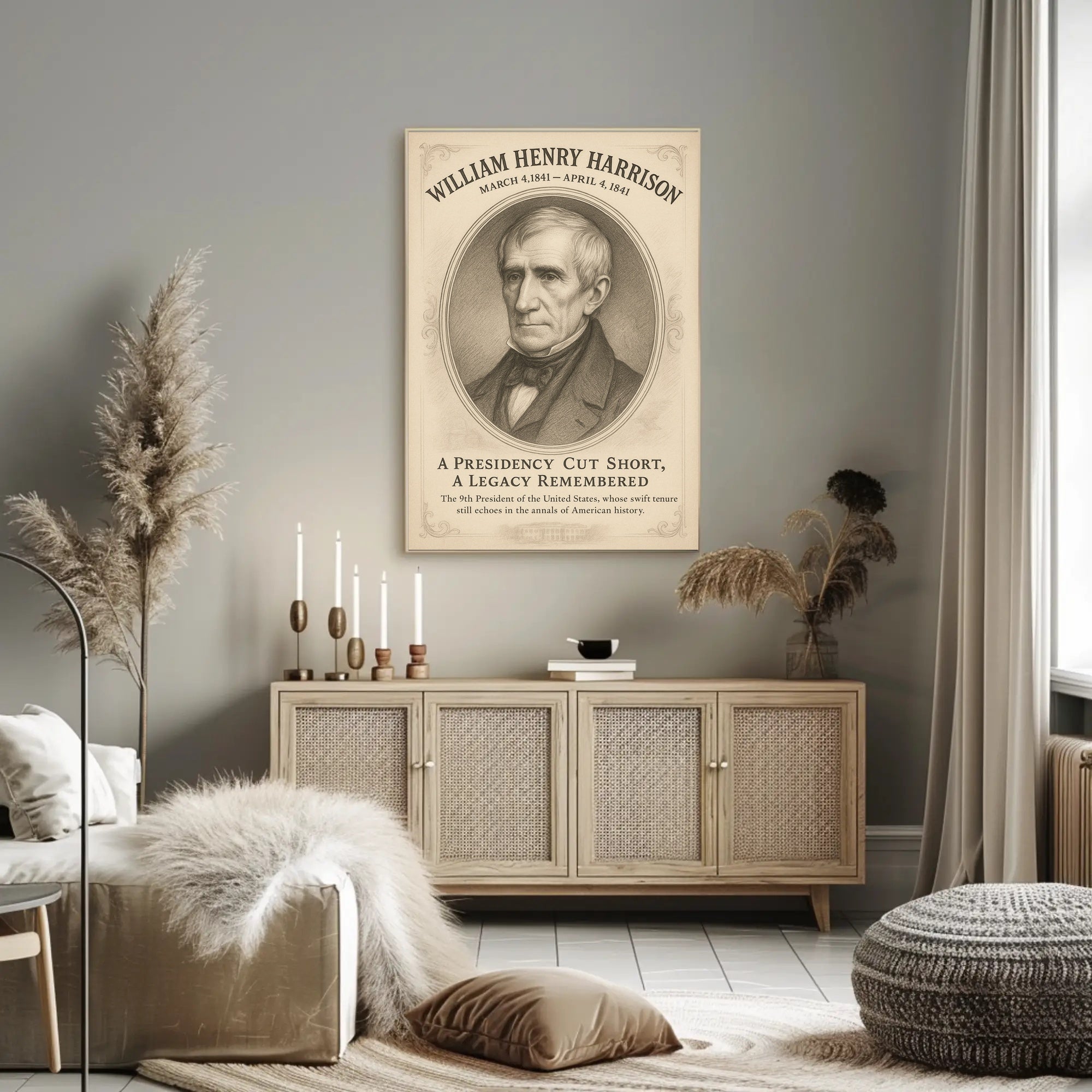 William Henry Harrison 9th President Sketch Poster Art Print PosterGoat