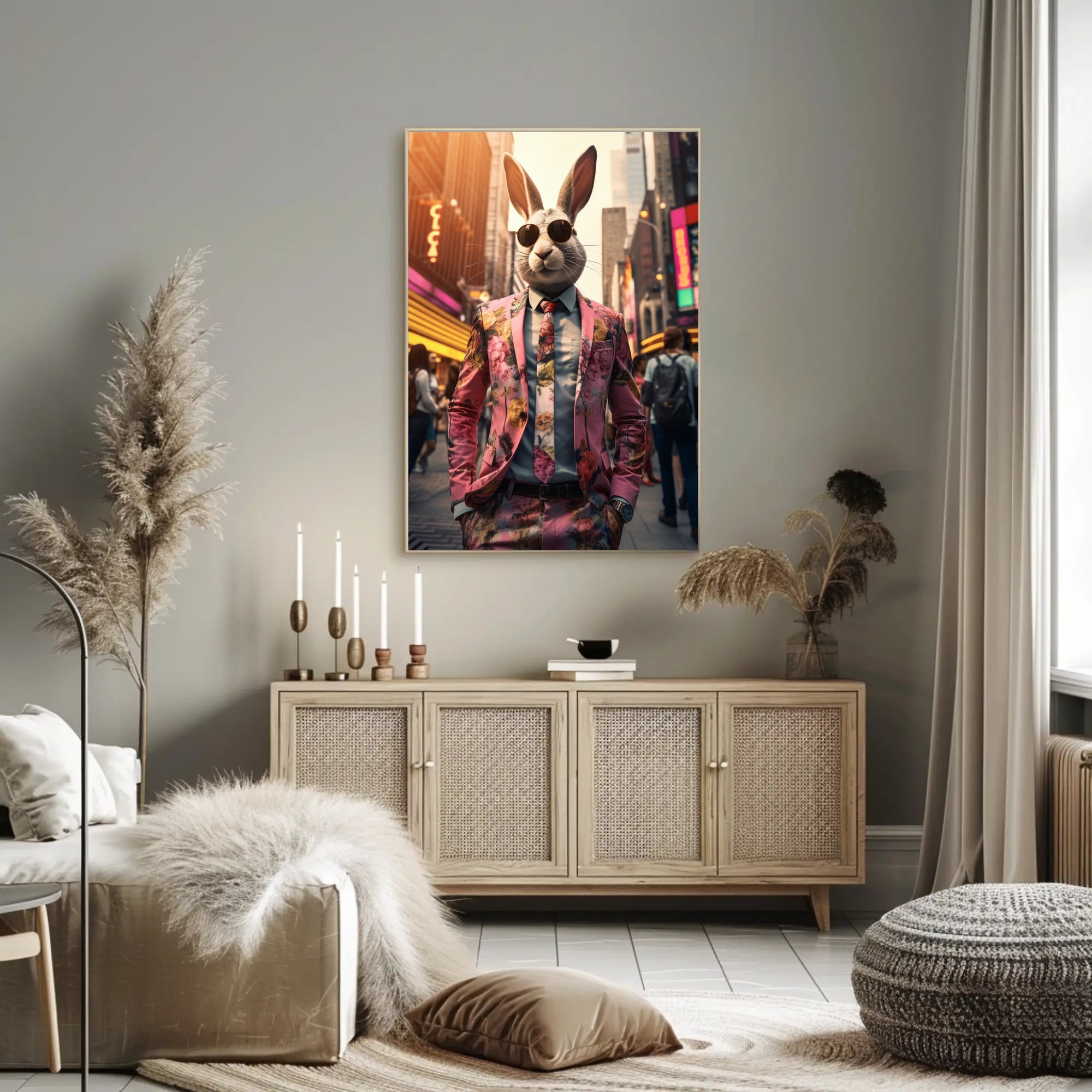 Stylish Rabbit In The City Poster