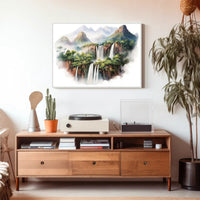 Majestic Waterfalls and Mountains Poster
