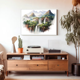 Majestic Waterfalls and Mountains Poster