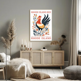 Rhode Island Red Chicken Art Poster Decor