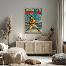 Baseball-Playing Reindeer Poster
