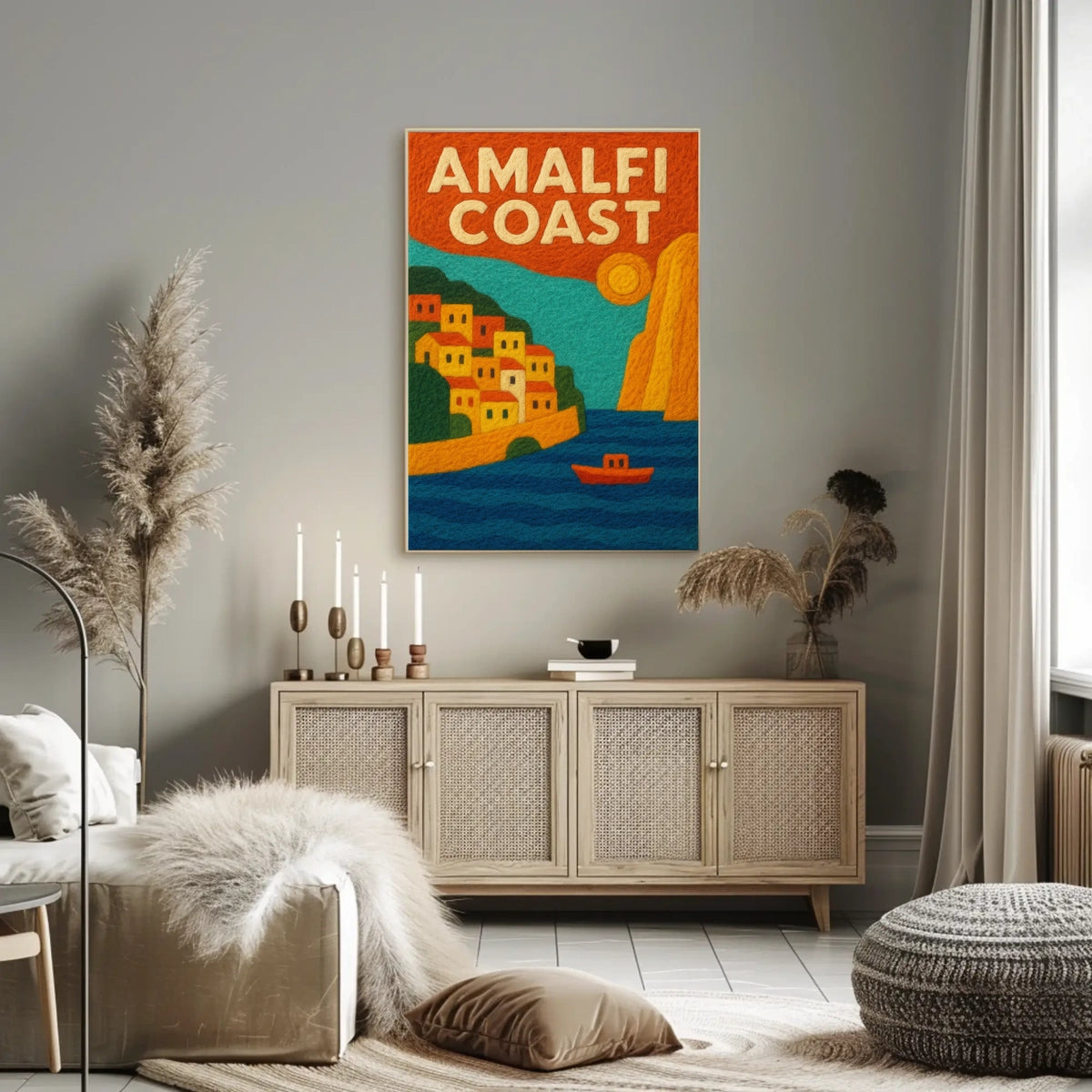 Amalfi Coast Poster Wall Art Scenic Travel Print Collectible