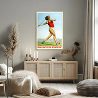 Soviet Javelin Thrower Vintage Art Sports Poster
