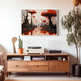 Surreal Mushroom World in Fantasy or Mythology Poster