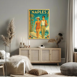 Naples Retro Beach Stroll Poster