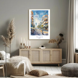 Tel Aviv Street Scene Poster PosterGoat