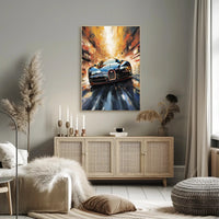 High-Speed Car in Urban Environment Futuristic Sci-Fi Poster