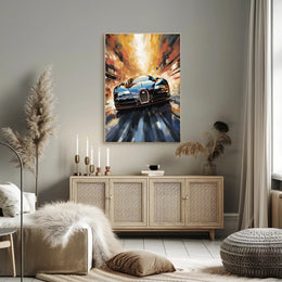 High-Speed Car in Urban Environment Futuristic Sci-Fi Poster